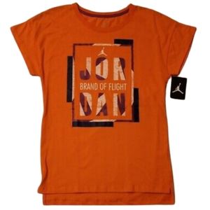 Air Jordan Brand Of Flight T-Shirt Orange Girls Size Medium Rare Retired Tee